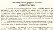 El arzobispo justifica el adelanto de la Magna por el Corpus y el fútbol El arzobispo justifica el adelanto de la Magna por el Corpus y el fútbol