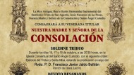 Mañana comienzan los cultos a Consolación con el ejercicio del triduo Mañana comienzan los cultos a Consolación con el ejercicio del triduo