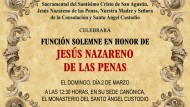San Agustín celebrará función en honor del Nazareno de las Penas San Agustín celebrará función en honor del Nazareno de las Penas